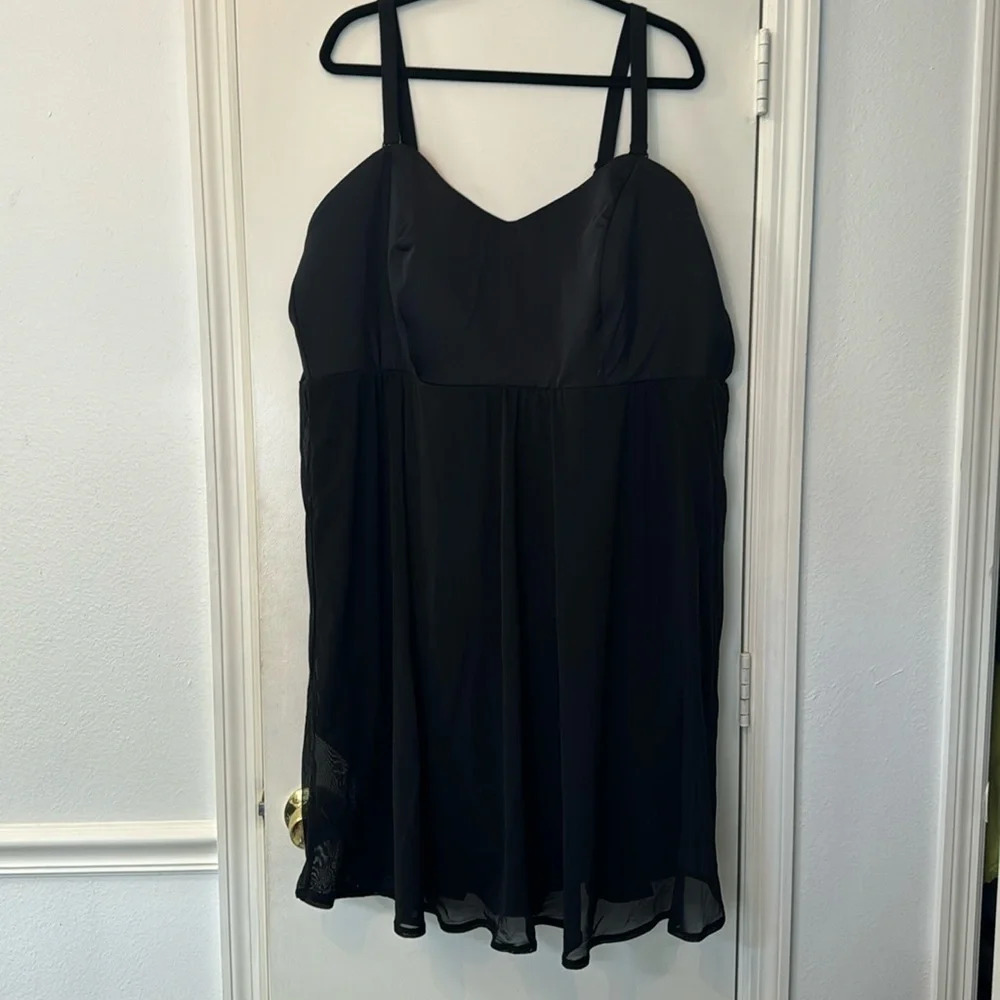 NWT Cacique Black Plus Swimsuit Dress Size 34